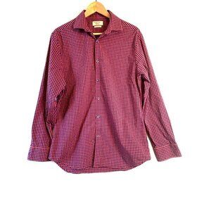 Penguin Men's Heritage Slim Fit Red & Blue Plaid Shirt Size 15 1/2 32/33